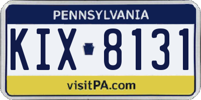 PA license plate KIX8131