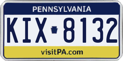 PA license plate KIX8132