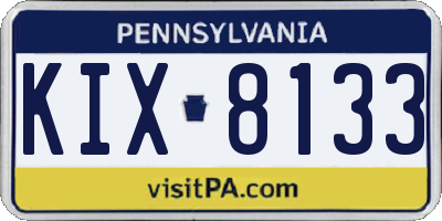 PA license plate KIX8133