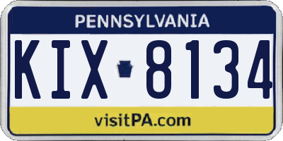 PA license plate KIX8134