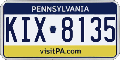 PA license plate KIX8135