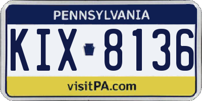 PA license plate KIX8136