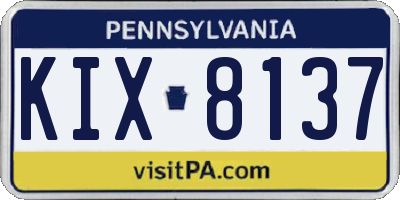 PA license plate KIX8137