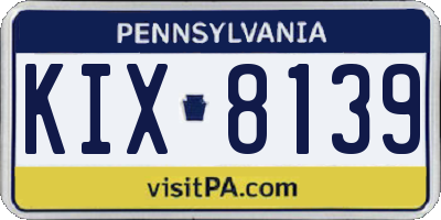 PA license plate KIX8139