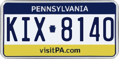 PA license plate KIX8140