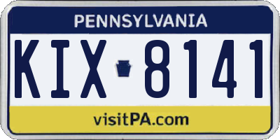 PA license plate KIX8141