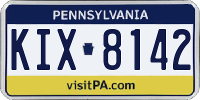 PA license plate KIX8142