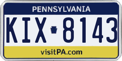 PA license plate KIX8143