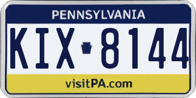 PA license plate KIX8144