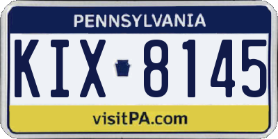 PA license plate KIX8145