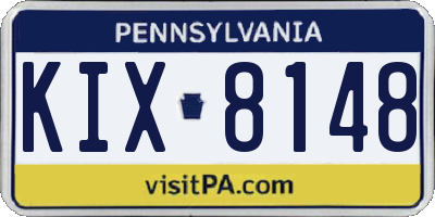 PA license plate KIX8148