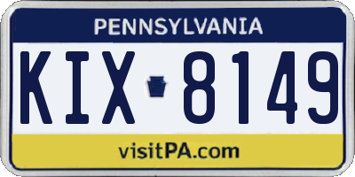 PA license plate KIX8149