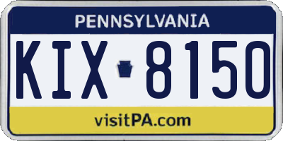 PA license plate KIX8150