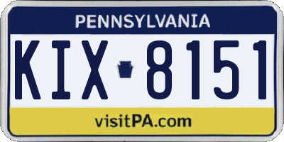 PA license plate KIX8151