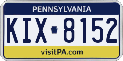 PA license plate KIX8152
