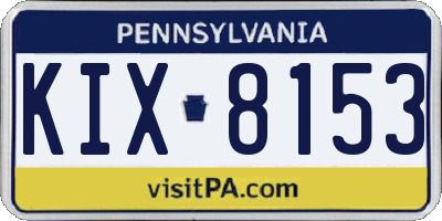 PA license plate KIX8153