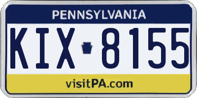 PA license plate KIX8155