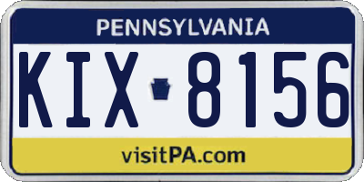 PA license plate KIX8156