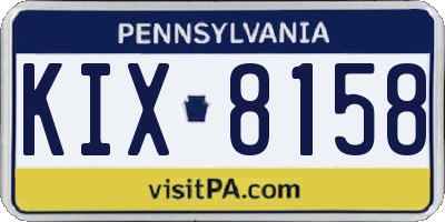 PA license plate KIX8158