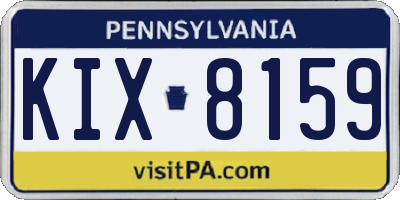 PA license plate KIX8159