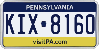 PA license plate KIX8160