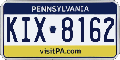 PA license plate KIX8162