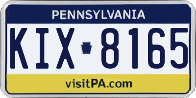 PA license plate KIX8165
