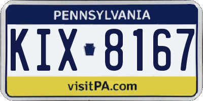 PA license plate KIX8167