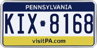 PA license plate KIX8168