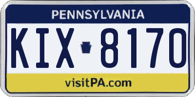 PA license plate KIX8170