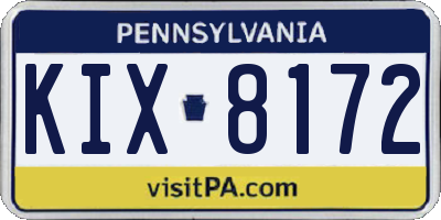 PA license plate KIX8172