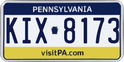 PA license plate KIX8173