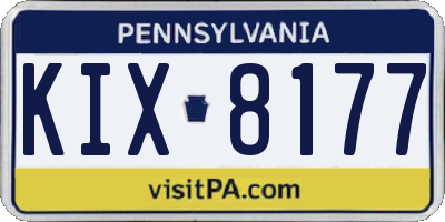 PA license plate KIX8177