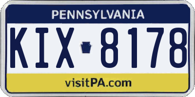 PA license plate KIX8178