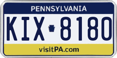PA license plate KIX8180