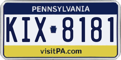 PA license plate KIX8181