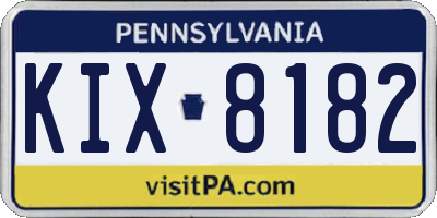 PA license plate KIX8182