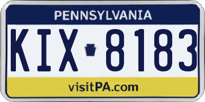PA license plate KIX8183