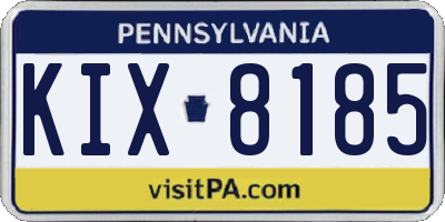 PA license plate KIX8185