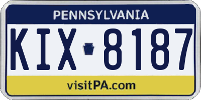 PA license plate KIX8187