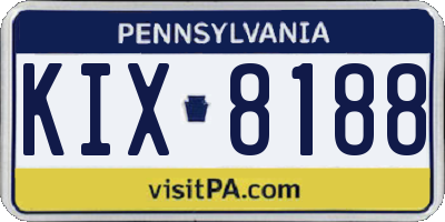 PA license plate KIX8188