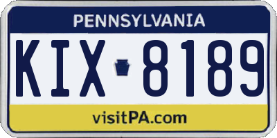 PA license plate KIX8189