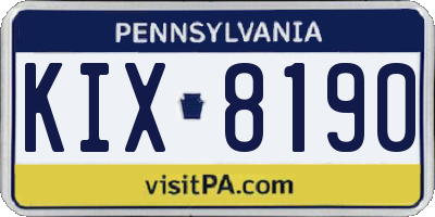 PA license plate KIX8190