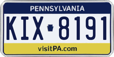 PA license plate KIX8191