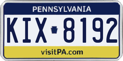 PA license plate KIX8192