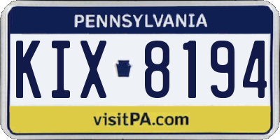 PA license plate KIX8194