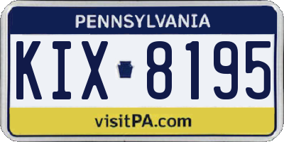 PA license plate KIX8195