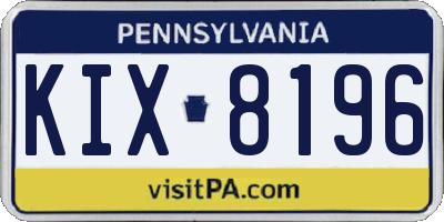 PA license plate KIX8196