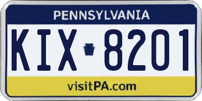 PA license plate KIX8201