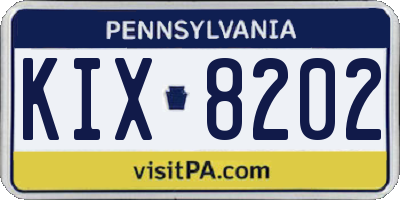 PA license plate KIX8202